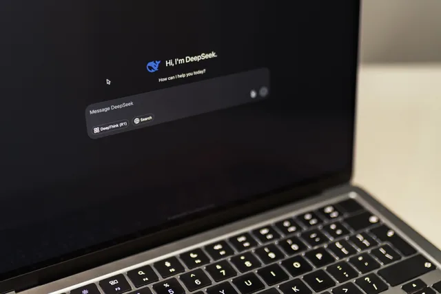 A MacBook displaying the DeepSeek AI interface, showcasing digital innovation. AI marketing tools: from pilot to full rollout